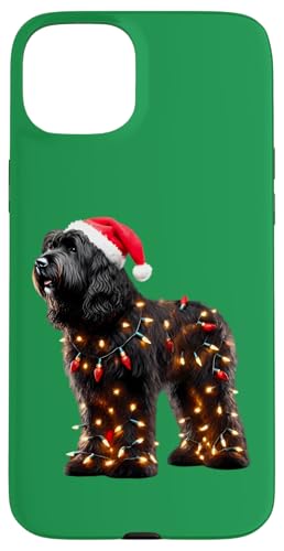 Hülle für iPhone 15 Plus Barbet Hund Weihnachtsmannmütze Weihnachtsbeleuchtung Besitzer Mama Papa Liebhaber von Barbet Dog Christmas Products