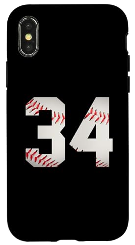 Hülle für iPhone X/XS Nummer 34 Rückseite – Baseball-Lieblingsspieler nummeriert von Baseball Back Numbers Birthday Apparel Gifts