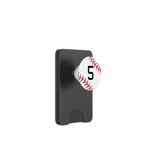 Baseball Nummer 5 Trikot Uniform Geschenk Spieler Geschenk für Jungen PopSockets PopWallet für MagSafe von Baseball Gifts by Winona