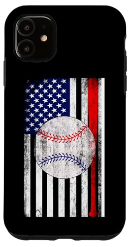 Hülle für iPhone 11 Baseballkrug fängt USA-Flagge Baseballspieler Pitching von Baseball Pitcher Sport Lovers and Fans Enthusiasts