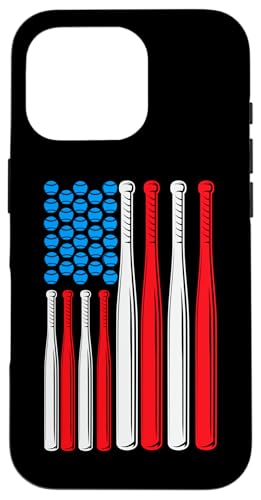 Hülle für iPhone 16 Pro Baseballkrug fängt USA-Flagge Baseballspieler Pitching von Baseball Pitcher Sport Lovers and Fans Enthusiasts