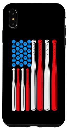 Hülle für iPhone XS Max Baseballkrug fängt USA-Flagge Baseballspieler Pitching von Baseball Pitcher Sport Lovers and Fans Enthusiasts