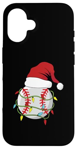 Hülle für iPhone 16 Baseball Weihnachtsbeleuchtung Weihnachtsmannmütze Xmas von Baseball Santa Xmas Christmas Lovers Sport