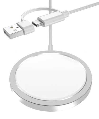 Basesailor Magnetisches Kabellose Ladegerät 1.5M mit USB C Adapter,Magnetic Wireless Charger Kabel Pad für iPhone 16 15 14 13 Max Mini,AirPod Pro 3,Apple Watch S9 S8,Samsung Galaxy S24 S23 Plus Ultra von Basesailor