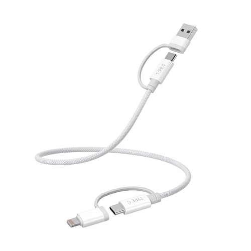 Ladekabel für iPad Mini 7,Basesailor Multi USB C Kabel 0.3M,60W 4 in 1 Typ C Kabel mit L/ightning Adapter,USBC Universal Schnellladekabel mit USB A Adapter für Handy Samsung Galaxy Z Flip Fold,Google von Basesailor