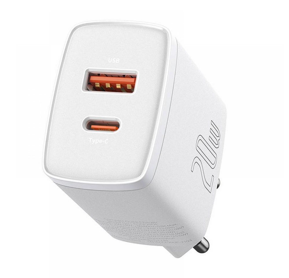 Baseus Baseus Compact Quick Charger / Ladegerät, USB-C + USB-C, 20W, weiß USB-Ladegerät von Baseus