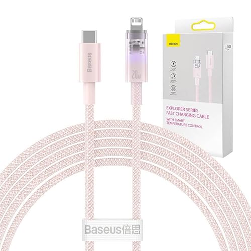 Baseus Fast Charging Kabel USB-A auf Lightning Explorer Series, 2 m, 20 W (Pink) von Baseus