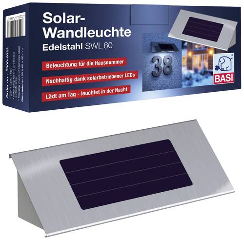 Basi SWL 60 7300-0022 Solar-Wandlampe Kaltweiß Edelstahl von Basi