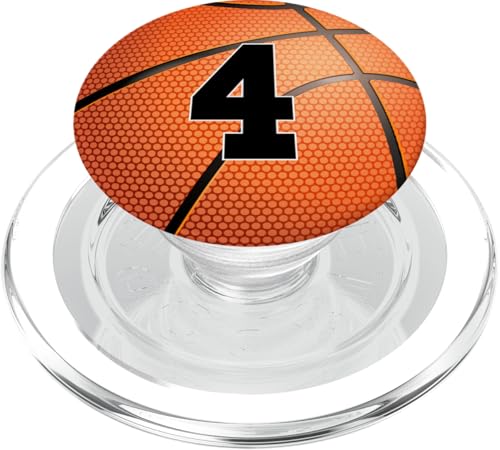 Basketball Number 4 Jersey Uniform Player Sports PopSockets PopGrip für MagSafe von Basketball Gifts by Court J Designs