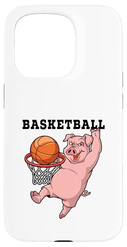 Ein Schwein, das einen Basketballspieler spielt Hülle für iPhone 15 Pro von Basketball Player Sports Gift Ball Court