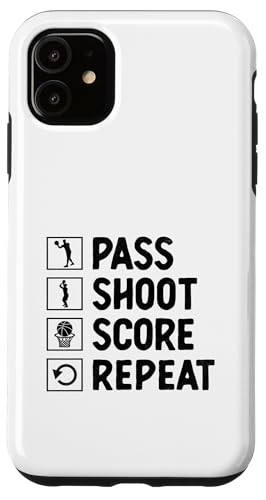 Pass Shoot Score Repeat Shoot Court-Spieler Hülle für iPhone 11 von Basketball Player Sports Gift Ball Court