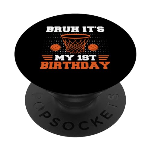 Bruh, es ist mein 1. Geburtstag, 1-jährige Basketball-Kinder PopSockets mit austauschbarem PopGrip von Basketball Theme Birthday Kid Party