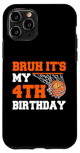 Hülle für iPhone 11 Pro Bruh, es ist mein 4. Geburtstag, Basketball-Liebhaber, 4 Jahre von Basketball Theme Birthday Kid Party