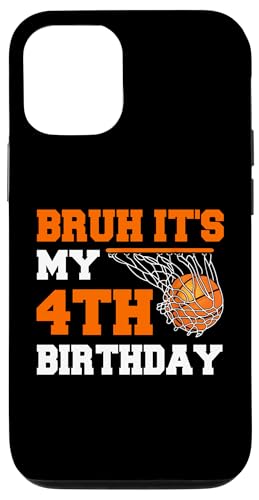 Hülle für iPhone 14 Pro Bruh, es ist mein 4. Geburtstag, Basketball-Liebhaber, 4 Jahre von Basketball Theme Birthday Kid Party