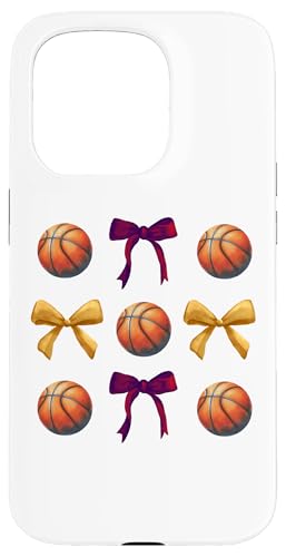 Basketbälle & Bögen für Mädchen Basketballspieler Kastanienbraun Gold Hülle für iPhone 15 Pro von Basketballs & Bows T-Shirt Co.