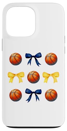 Basketbälle & Schleifen für Mädchen Basketballspieler Blau & Gold Hülle für iPhone 13 Pro Max von Basketballs & Bows T-Shirt Co.