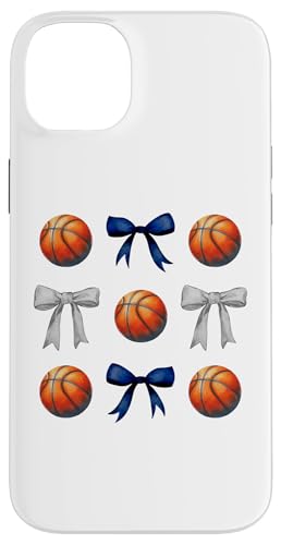 Basketbälle & Schleifen für Mädchen Basketballspieler Blau & Grau Hülle für iPhone 14 Plus von Basketballs & Bows T-Shirt Co.