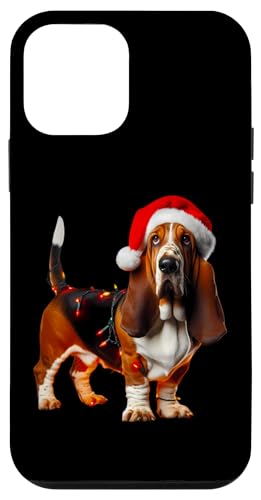 Hülle für iPhone 12 mini Basset Hound mit Weihnachtsmannmütze, Weihnachtsbeleuchtung, Hundebesitzer, Liebhaber von Basset Hound Christmas Products