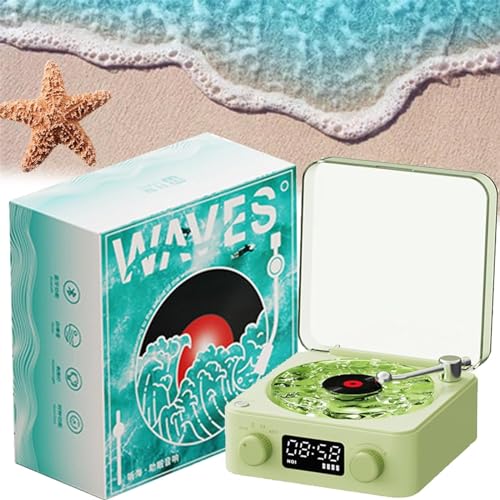 The Waves Vinyl Player, Waves Vintage Vinyl Record Player Bluetooth Speaker, Bluetooth Vinyl Record Player Waves, Waves Retro Vinyl Record Player (Green) von BatwhO