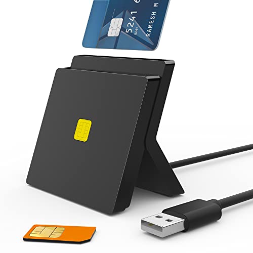 USB Chipkartenleser SIM Kartenleser - Plug and Play - Unterstützung CAC/SIM/Kontaktieren-Chip-SmartCard Reader/IC Bank/Gesundheitskarte - Aufrechter Dual-Slots-Leser SmartCard Reader für Windows von Bawanfa