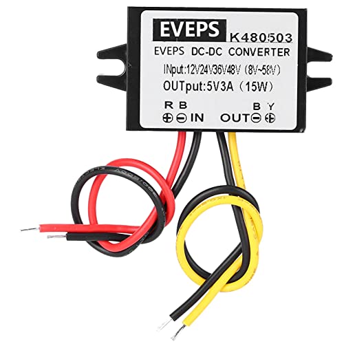 Baxnore GYVRM-K480503 DC-DC 12 V/24 V/36 V/48 V auf 5 V 3 A Step-Down-Netzteil, Step-Down-Konverter, wasserdichter DC-zu-DC-Wandler für Überwachungssystem von Baxnore