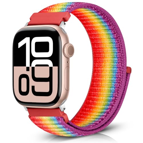 Bcuckood Nylon Sport Armband kompatibel mit Apple Watch Armband 38mm 40mm 41mm 42mm 44mm 45mm 46mm 49mm für Damen Herren, Sport Solo Loop Armband für iWatch Serie 10 9 Ultra 8 7 6 5 4 3 2 1 SE von Bcuckood