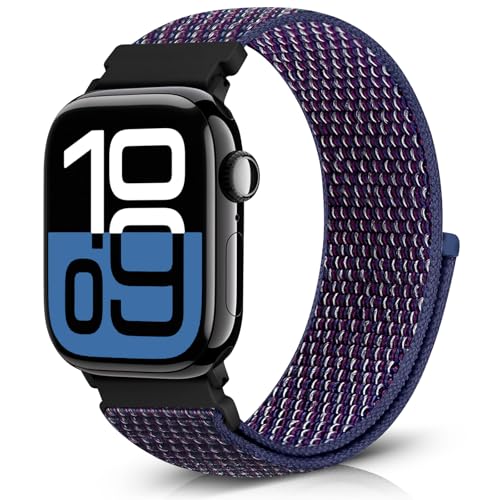 Bcuckood Nylon Sport Armband kompatibel mit Apple Watch Armband 38mm 40mm 41mm 42mm 44mm 45mm 46mm 49mm für Damen Herren, Sport Solo Loop Armband für iWatch Serie 10 9 Ultra 8 7 6 5 4 3 2 1 SE von Bcuckood