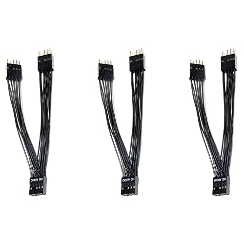 Bdfhjln 3 x Motherboard Audio HD Verlängerungskabel 9 Pin 1 auf 2 Stecker Y Splitter Kabel schwarz für PC DIY 10 cm von Bdfhjln