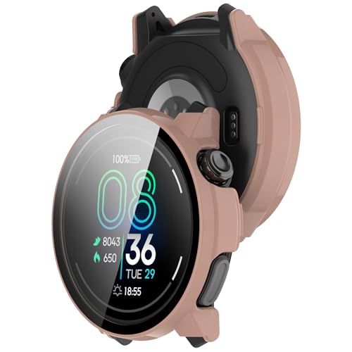 Bdsidy Hülle Kompatibel mit Coros Pace Pro Schutzhülle Con Displayschutzfolie, Kratzfest Schutzfolie Bumper Gehäuse Ultradünne Stoßfeste Cover für Coros Pace Pro Smartwatch Zubehör (2 Stück Pink) von Bdsidy