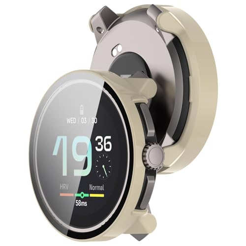 Bdsidy Hülle Kompatibel mit Suunto Race S 45mm Schutzhülle Con Displayschutzfolie, Kratzfest Schutzfolie Bumper Case Ultradünne Stoßfeste Cover für Suunto Race S 45mm Smart Watch (2 Stück Beige) von Bdsidy