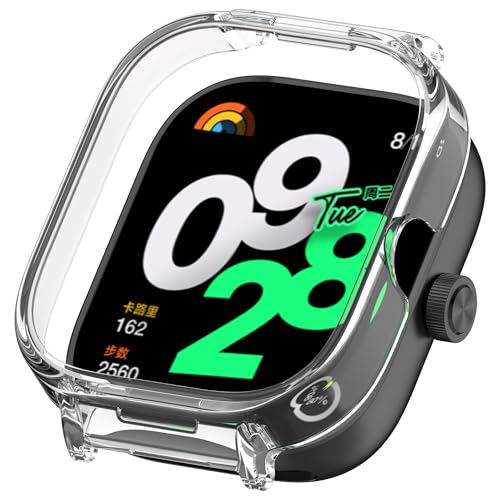 Bdsidy Schutzhülle Kompatibel mit Xiaomi Redmi Watch4/Redmi Watch3 Lite/Redmi Watch3/Redmi Watch2/Redmi Watch Cover mit Lünettenring Stylinghülle langlebig (2 Stück Weiß Clear, Redmi Watch2) von Bdsidy