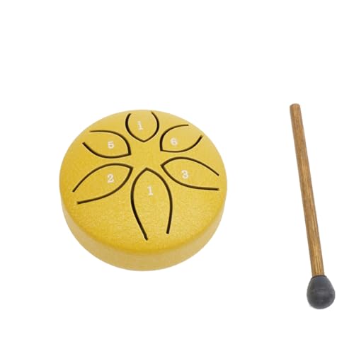 Bdukbduk 3 6-Ton Steel Tongue Drum Mini Hand Pan Drums mit Drumsticks Percussion Musikinstrumente Trommel Gelb von Bdukbduk