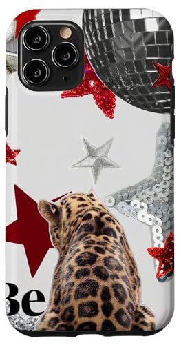 Leopard Gepard Rot Weiß Stern Discokugel Y2K Collage Hülle für iPhone 11 Pro von Be Kind Leopard Cheetah Collage