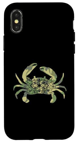 Krabbenliebe im Nautical House Beach- und Mandala-Stil Hülle für iPhone X/XS von Beach Crabbing and Crab Hunter Gear Collection