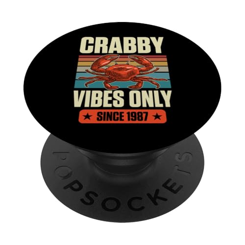 Geburtstagsparty mit Krabbenmotiv, nur seit 1987, mit Crabby Vibes PopSockets Klebender PopGrip von Beach Crabbing and Crab Hunting Gear Collection