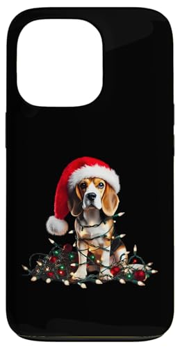 Hülle für iPhone 13 Pro Beagle mit Weihnachtsmütze und Weihnachtsbeleuchtung, Hundebesitzer-Liebhaber von Beagle Christmas Products