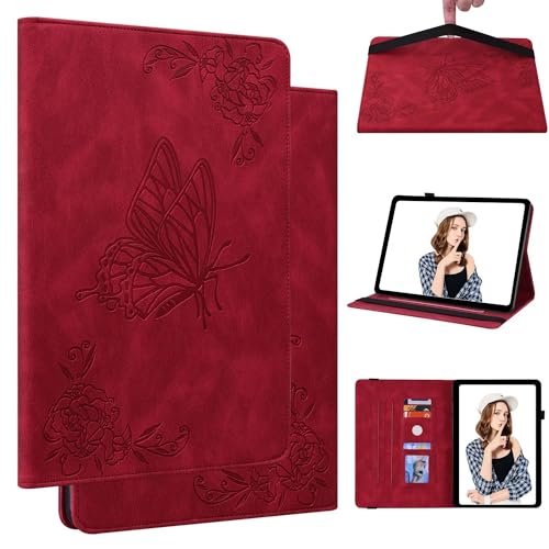 Beajew Amazon Fire Max 11 PU Leder, Multi-Winkel Betrachtung Schutzhülle Hülle für Tablet kompatibel mit Amazon Fire Max 11, Rot von Beajew