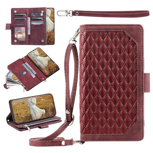 Beajew Handyhülle für Motorola Edge 50 Ultra Hülle, Flip Lederhülle Tasche Case Magnet Kartenfach Schutzhülle, Premium PU-Leder Handyhülle mit Kartenfach,Standfunktion, Rot von Beajew