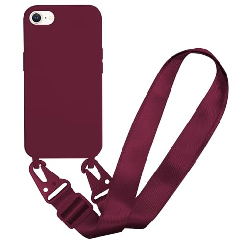 Beajew Liquid Silikon Handykette für iPhone 6 Plus/iPhone 7 Plus/iPhone 8 Plus Hülle Necklace (abnehmbar) Nylon Schultergurt Hülle mit Kordel zum Umhängen Handy Schutzhülle mit Band, Rot von Beajew