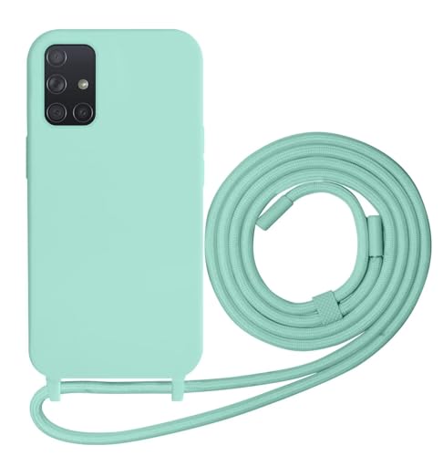 Beajew Silikon Handyhülle für Samsung Galaxy A51 5G Hülle mit Band, Verstellbarer Halskette Handyhülle abnehmbar Necklace Hülle, Handyhülle für zum Umhängen mit Schnur Case, Mintgrün von Beajew