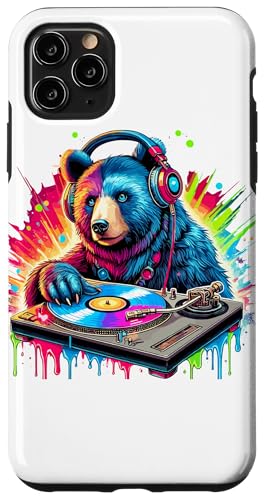 Hülle für iPhone 11 Pro Max Bär DJ Musikliebhaber Kopfhörer Discjockey von Bear DJ Music Lover Gifts