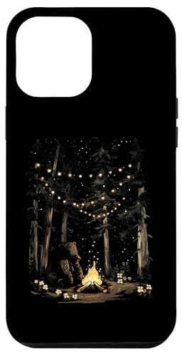 Hülle für iPhone 13 Pro Max Cottagecore Aesthetic Bear Lagerfeuer Lichterkette von Bear campfire Nature forest Woodland