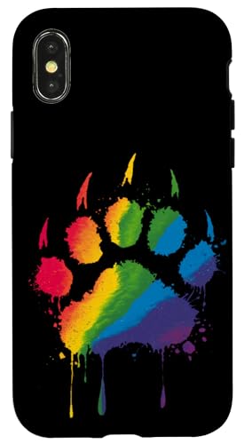 Hülle für iPhone X/XS Gay Bear Pride Bärentatze Regenbogen-Flagge von BearWoof