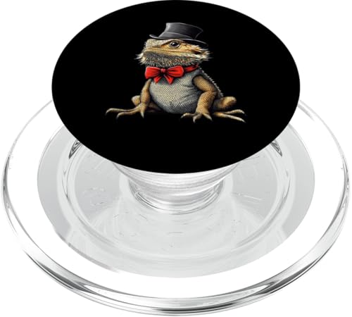 Bearded Dragon Wearing A Hat And Bow Tie PopSockets PopGrip für MagSafe von Bearded Dragon Graphic Apparel