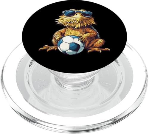 Bearded Dragon Wearing Sunglasses Soccer Ball PopSockets PopGrip für MagSafe von Bearded Dragon Graphic Apparel