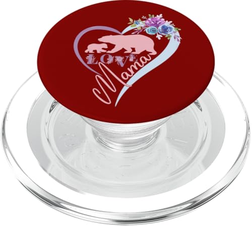 Blumenherz rosa Mama Bär und ein Baby Kalb für Mütter PopSockets PopGrip für MagSafe von Bears Tees For Moms Women Mother Grandma