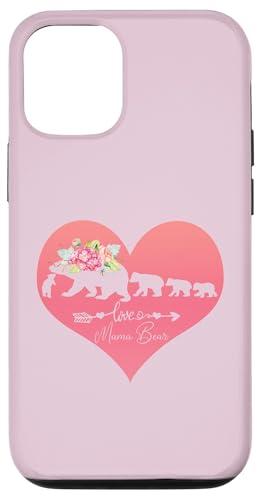 Hülle für iPhone 12/12 Pro Blumenherz dunkelrosa Mama Bär vier Jungtiere für Muttertag von Bears Tees For Moms Women Mother Grandma