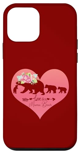 Hülle für iPhone 12 mini Blumenherz dunkelrosa Mama Bär drei Jungtiere für Muttertag von Bears Tees For Moms Women Mother Grandma