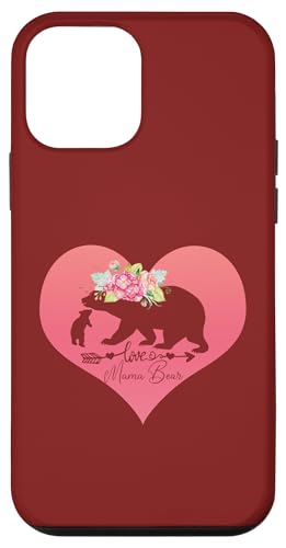 Hülle für iPhone 12 mini Blumenherz dunkelrosa Mama Bär vier Jungtiere für Muttertag von Bears Tees For Moms Women Mother Grandma