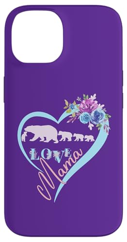 Hülle für iPhone 14 Blumenherz rosa Mama Bär und drei Babys Mütter von Bears Tees For Moms Women Mother Grandma